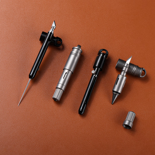 Titanium EDC Keychain Duo – Quick-Release Toothpick & Mini Pen Knife Bundle