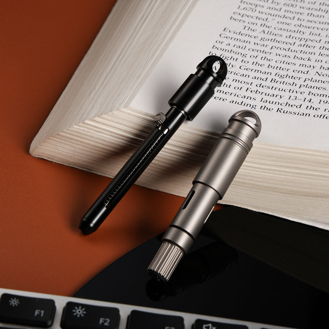 Titanium EDC Keychain Duo – Quick-Release Toothpick & Mini Pen Knife Bundle