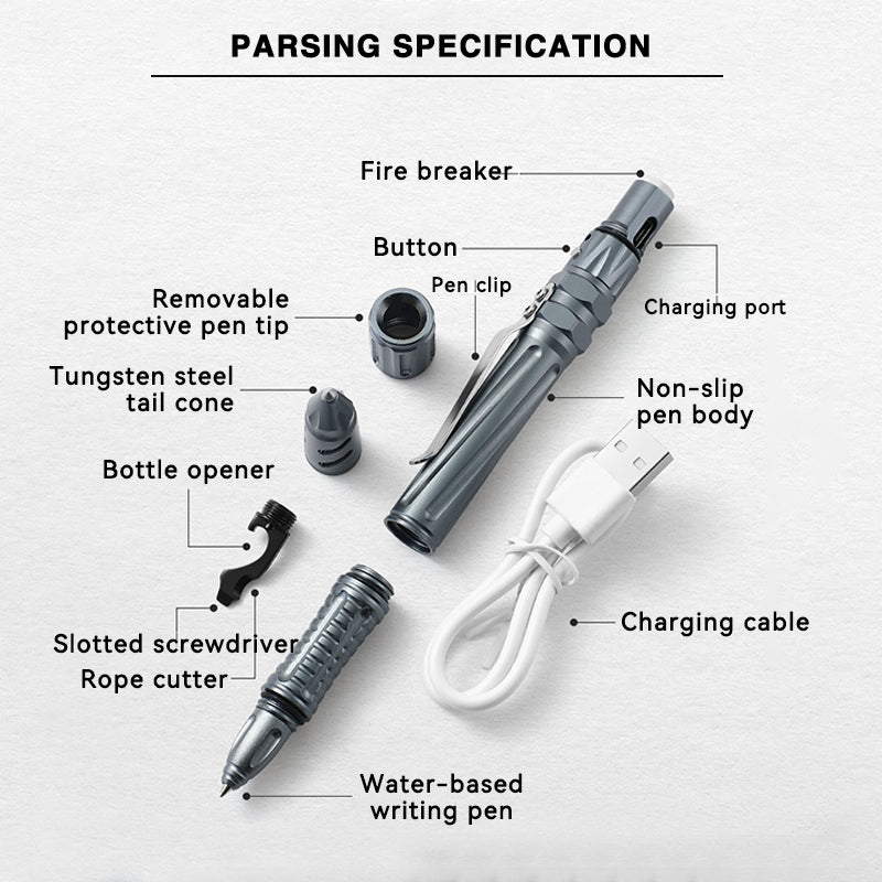 DragonFire Tactical Pen:USB Multi-Tool Lighter with Tungsten Tip