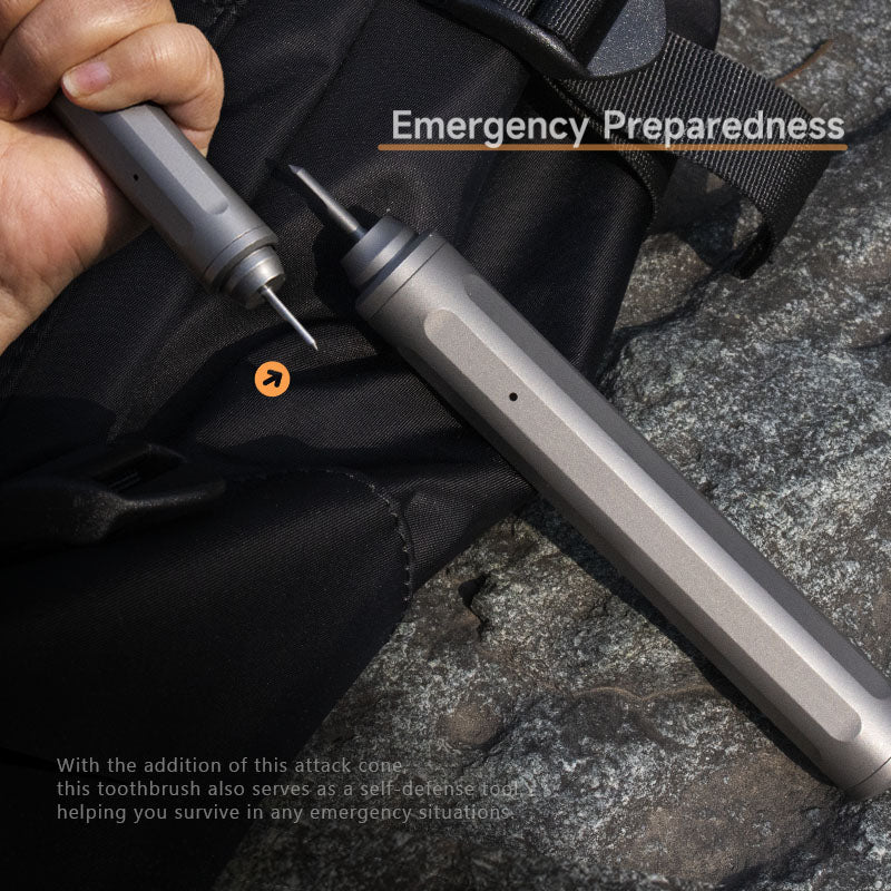 EvoGrip Titanium Toothbrush|The Ultimate 3-in-1 EDC Travel Tool