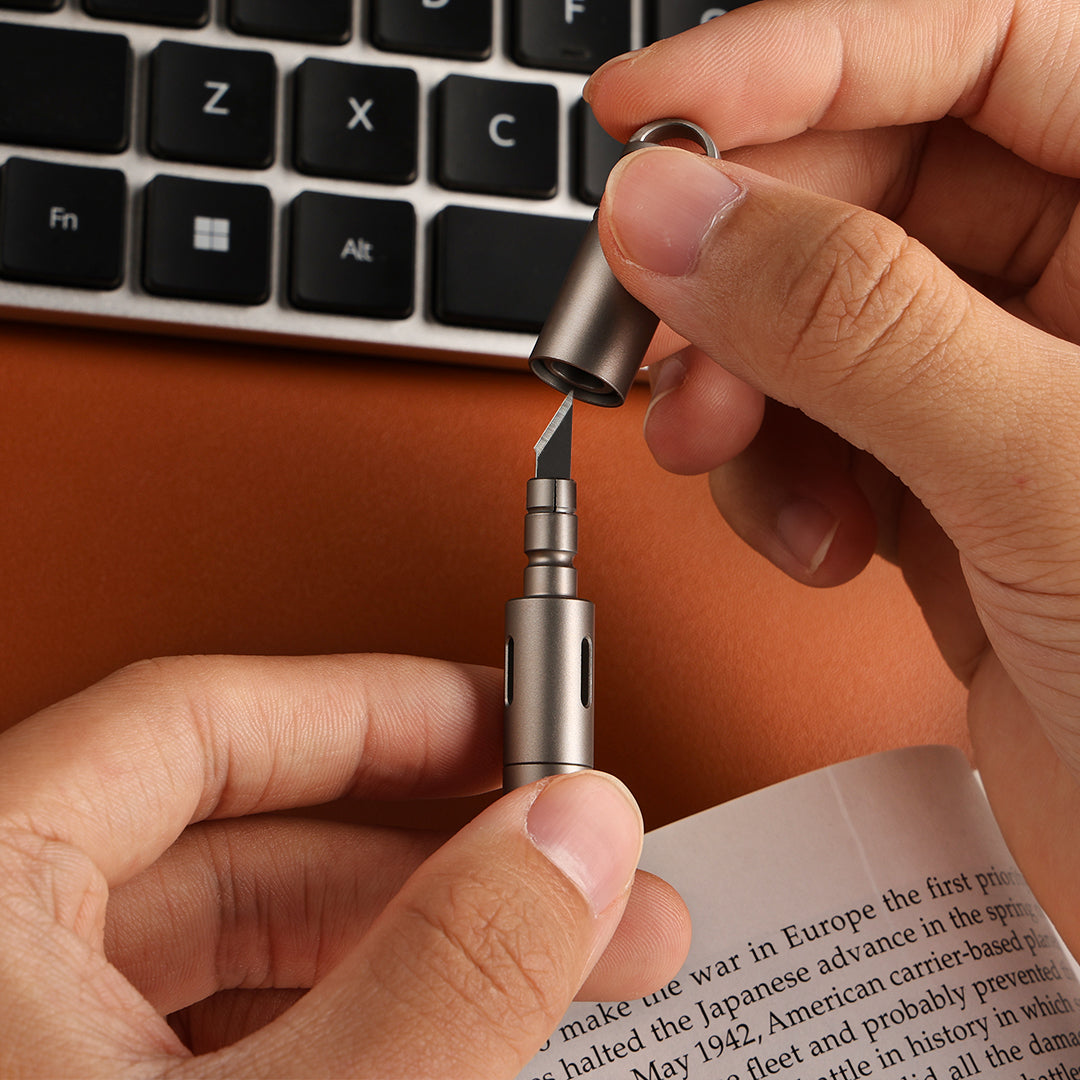 Titanium EDC Keychain Duo – Quick-Release Toothpick & Mini Pen Knife Bundle