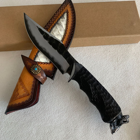 Black Goat:Hand-Forged Sanmai  Damascus Tactical Fixed Blade Knife