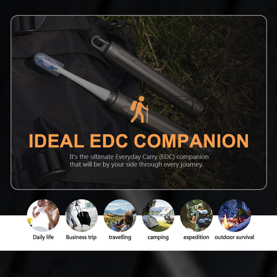 EvoGrip Titanium Toothbrush|The Ultimate 3-in-1 EDC Travel Tool