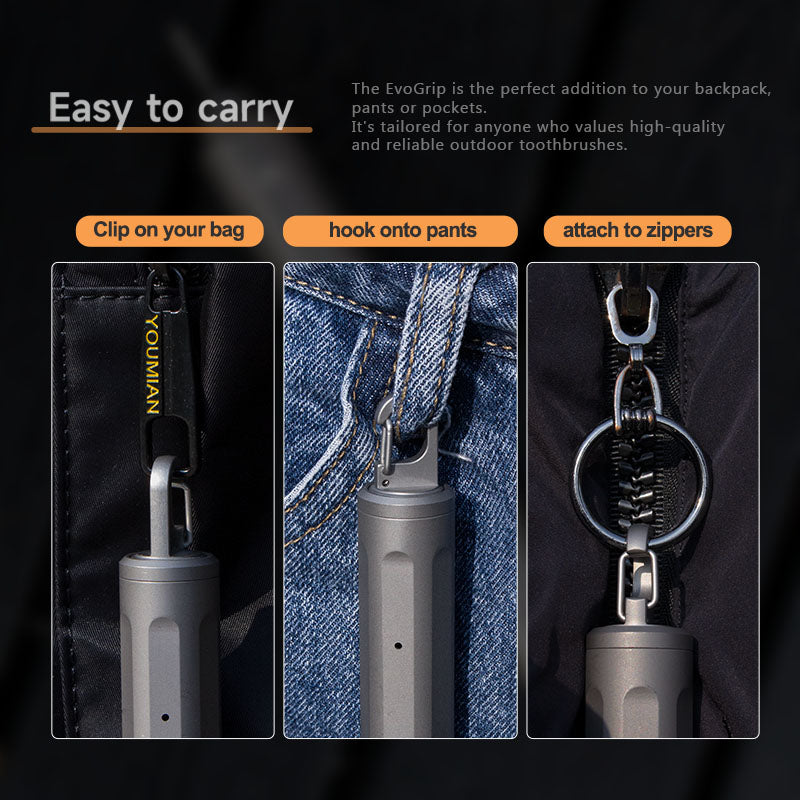 EvoGrip Titanium Toothbrush|The Ultimate 3-in-1 EDC Travel Tool