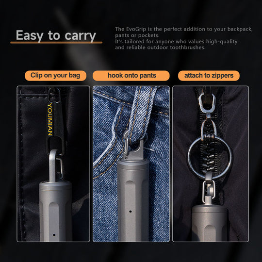 EvoGrip Titanium Toothbrush|The Ultimate 3-in-1 EDC Travel Tool