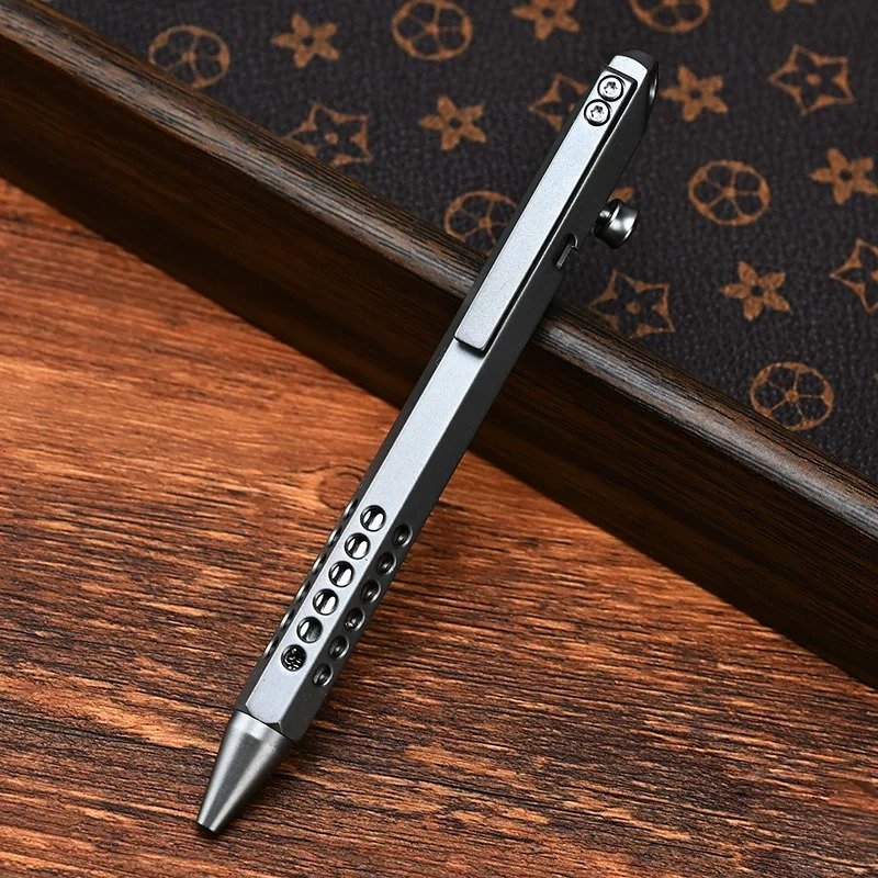 The Ink Bolt:Titanium Hex Bolt-Action Gel Pen