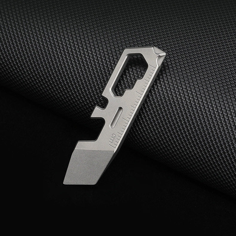 TC07D – Titanium Keychain Tool With Screwdriver, Opener, Ruler & Wrench