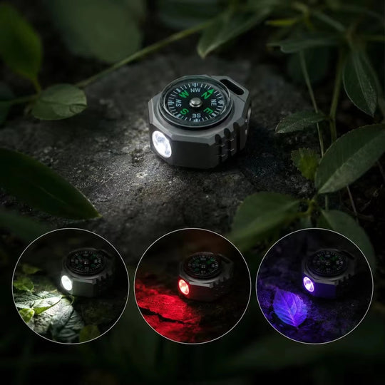 Polaris:Titanium Tri-Color EDC Flashlight with Built-In Compass