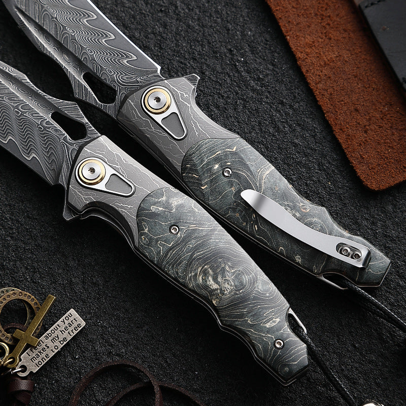 Obsidian Edge - Damascus Steel Folding Knife