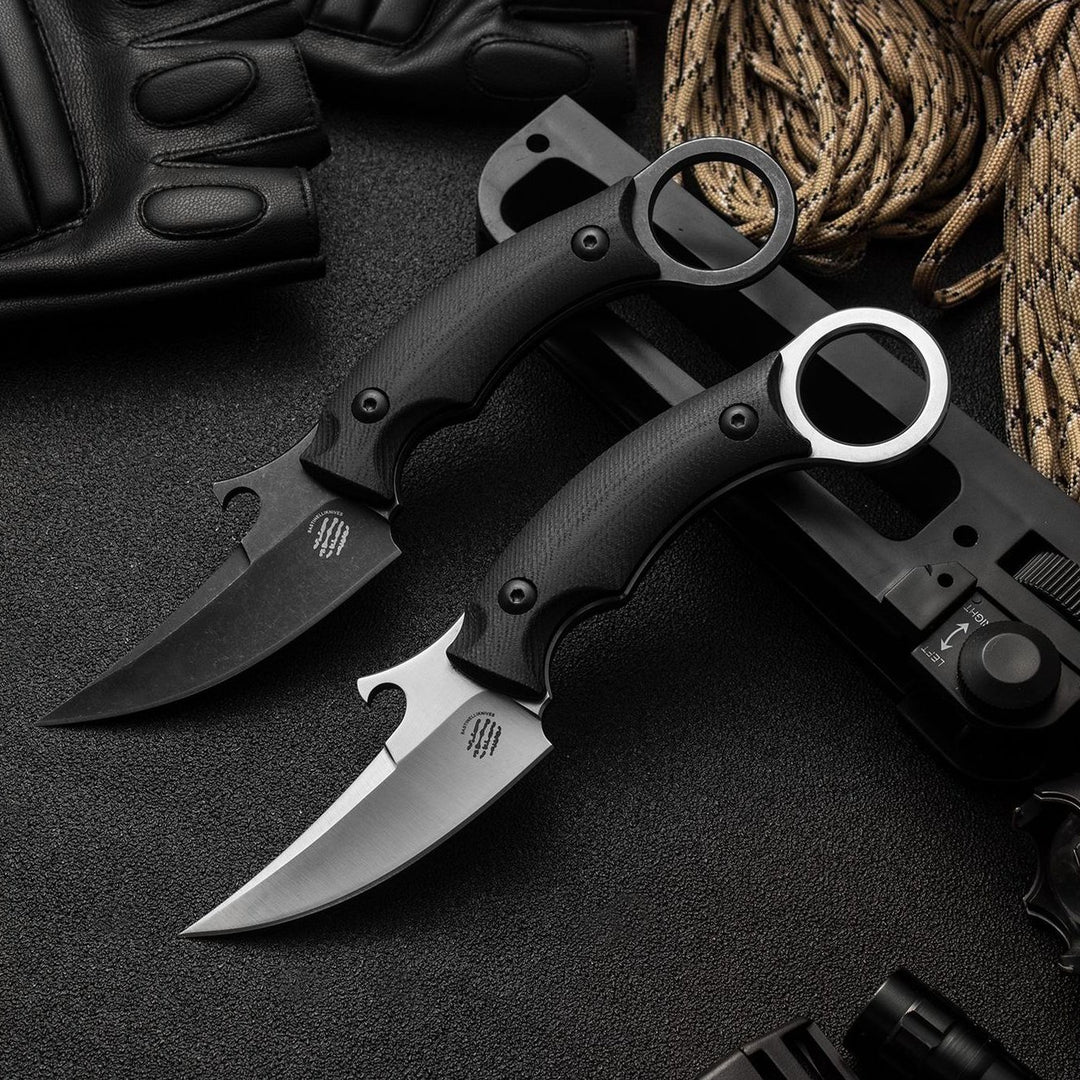 GreyMako:D2 Steel Hawkbill Karambit Outdoor Fixed Blade Survival Knife