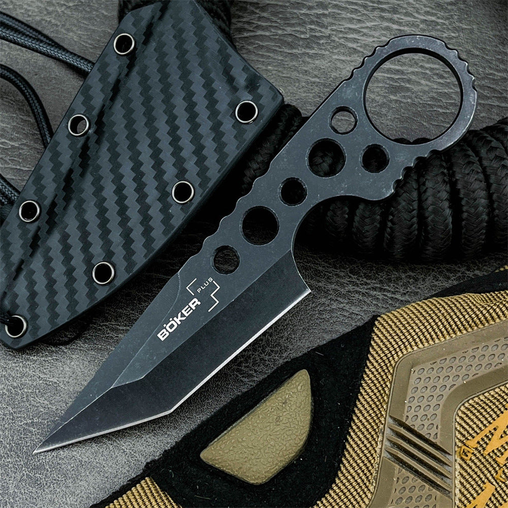 The Boke:440C Steel Fixed Blade Finger Loop EDC Tactical Knife