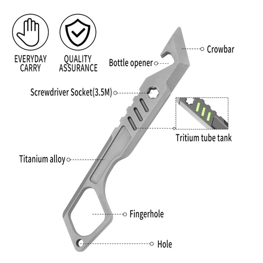 The Xevron:Titanium Pry Bar – EDC Fidget Tool & Bottle Opener