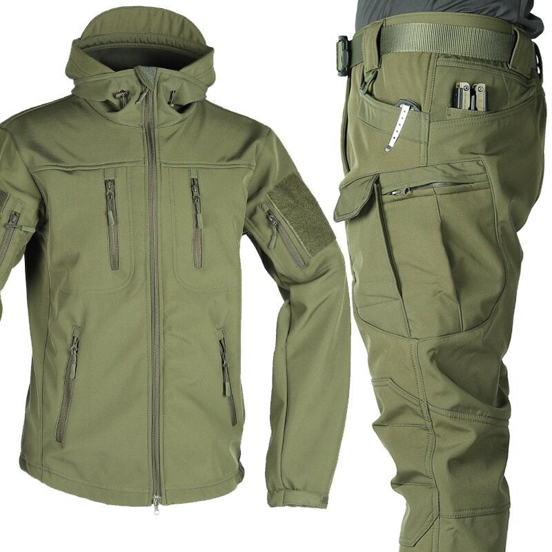 Delta Shell - Softshell Jacket & Pants Set for Men Waterproof, Windproof, Fleece-Lined Winter Outdoor Tactical Suit