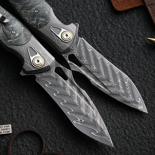 Obsidian Edge - Damascus Steel Folding Knife