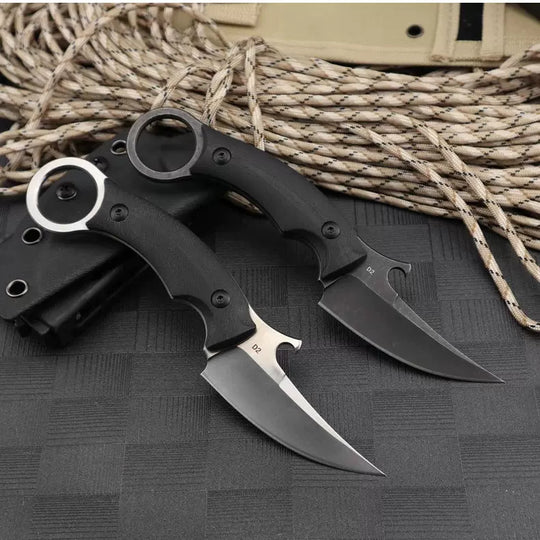 GreyMako:D2 Steel Hawkbill Karambit Outdoor Fixed Blade Survival Knife