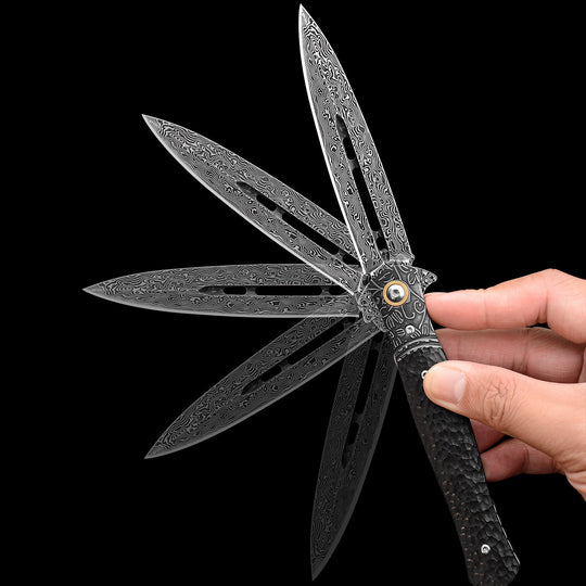 Panther Like:Camping & Self-Defense Damascus Folding EDC Knife