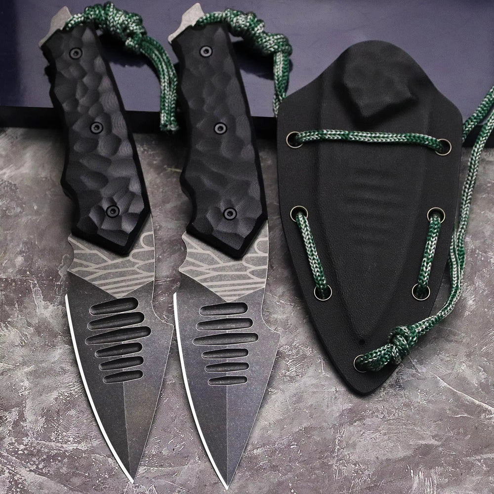 The Zharvex:D2 Steel Fixed Blade Outdoor Survival EDC Knife with Sheath