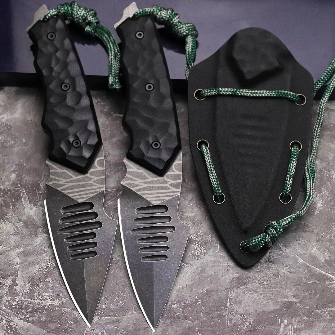 The Zharvex:D2 Steel Fixed Blade Outdoor Survival EDC Knife with Sheath