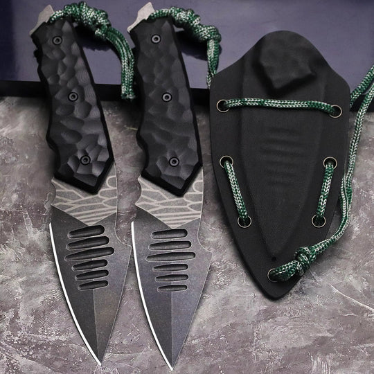 The Zharvex:D2 Steel Fixed Blade Outdoor Survival EDC Knife with Sheath