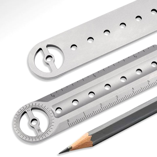The Rulixor:Titanium Mini Ruler Protractor EDC Tool