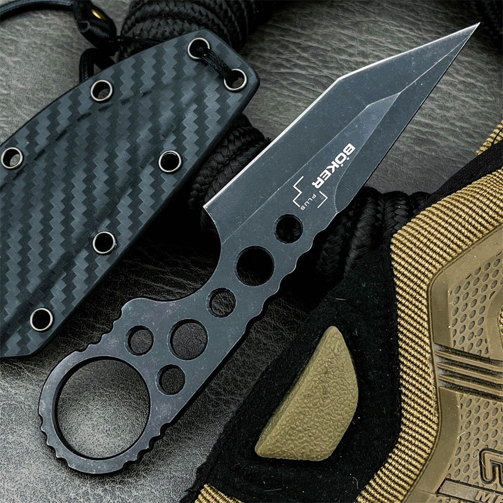 The Boke:440C Steel Fixed Blade Finger Loop EDC Tactical Knife