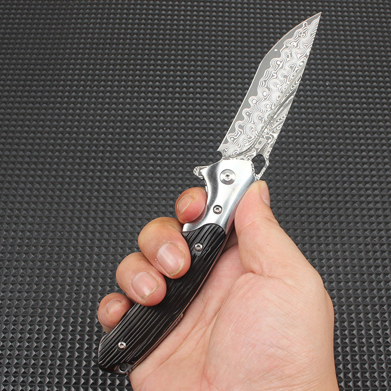 Gravemark – Hand-Forged Damascus EDC Folding Knife with Sculpted Handle