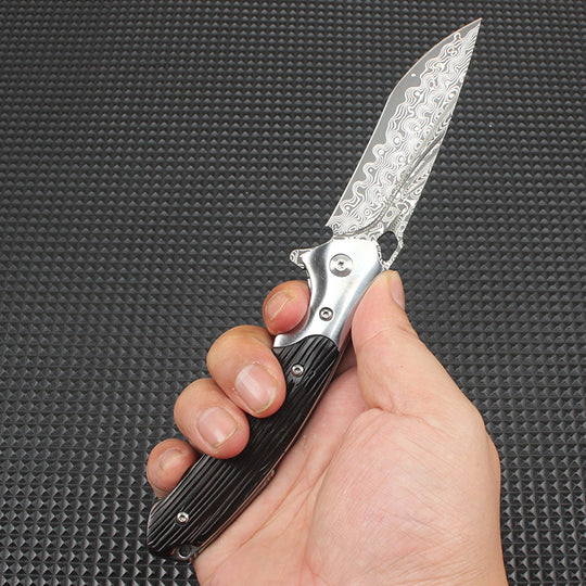 Gravemark – Hand-Forged Damascus EDC Folding Knife with Sculpted Handle