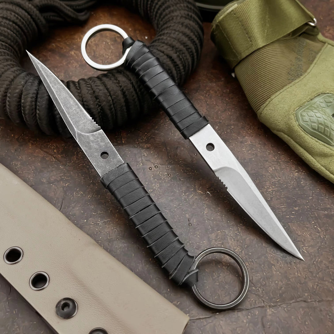 The Nexar:Leather-Wrapped EDC Fixed Blade Tactical Knife