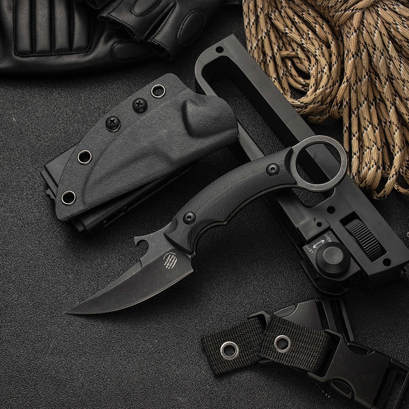 GreyMako:D2 Steel Hawkbill Karambit Outdoor Fixed Blade Survival Knife