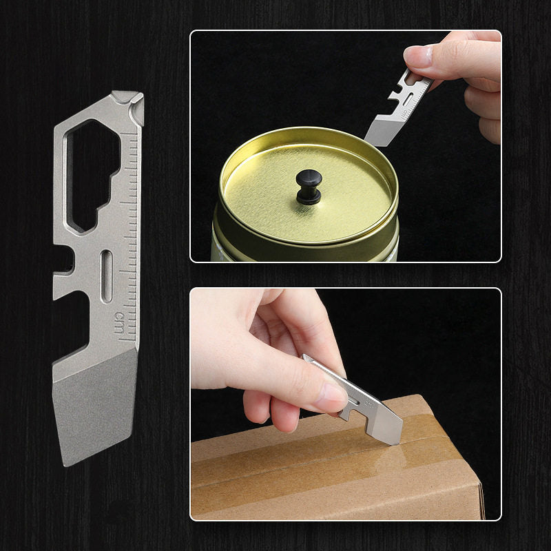 TC07D – Titanium Keychain Tool With Screwdriver, Opener, Ruler & Wrench