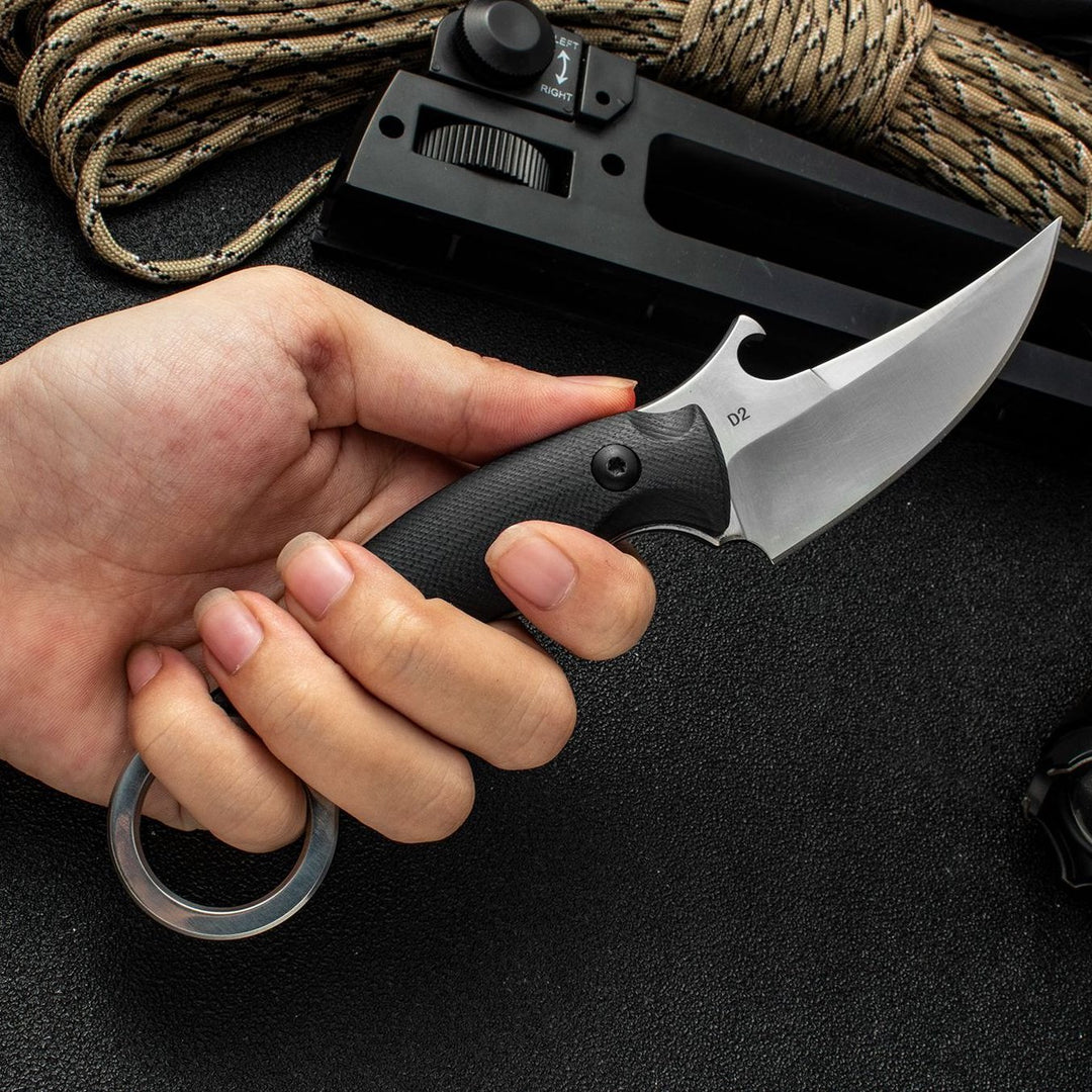 GreyMako:D2 Steel Hawkbill Karambit Outdoor Fixed Blade Survival Knife