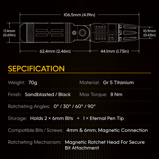 Arcos Driver：4-Angle Foldable Titanium Ratchet Screwdriver
