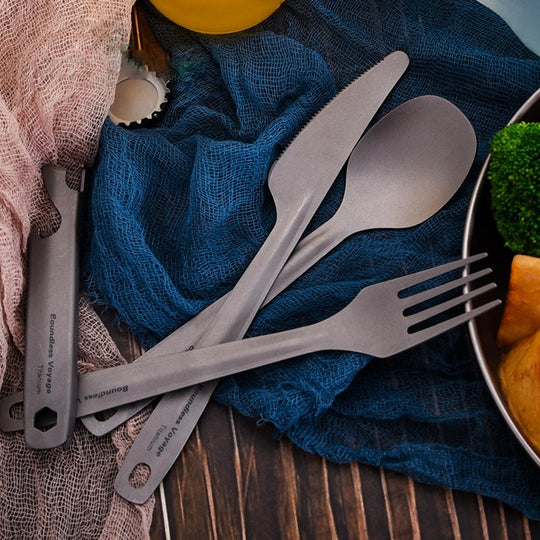 Boundless Voyage|Titanium Modular Cutlery Ultralight 4-in-1 EDC Multi-Functional Dining Gear