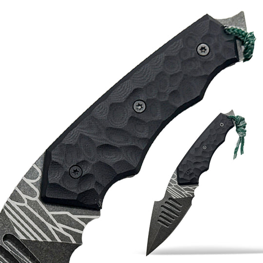 The Zharvex:D2 Steel Fixed Blade Outdoor Survival EDC Knife with Sheath