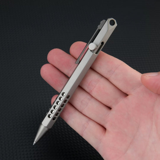 The Ink Bolt:Titanium Hex Bolt-Action Gel Pen