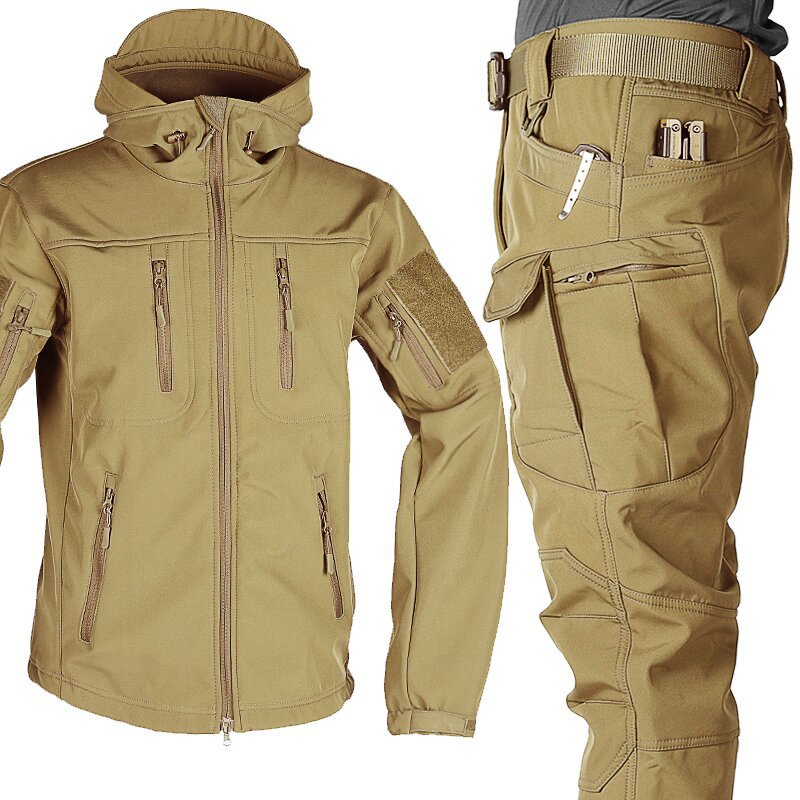 Delta Shell - Softshell Jacket & Pants Set for Men Waterproof, Windproof, Fleece-Lined Winter Outdoor Tactical Suit
