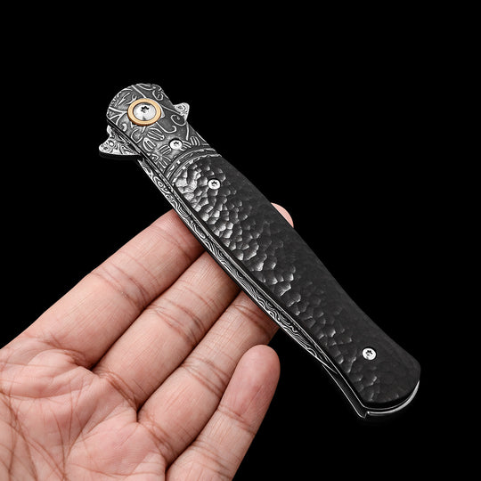 Panther Like:Camping & Self-Defense Damascus Folding EDC Knife