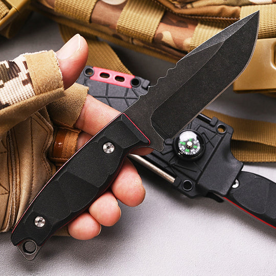 The Trailblazer: Multi-Functional Survival Knife with Compass & Fire Starter