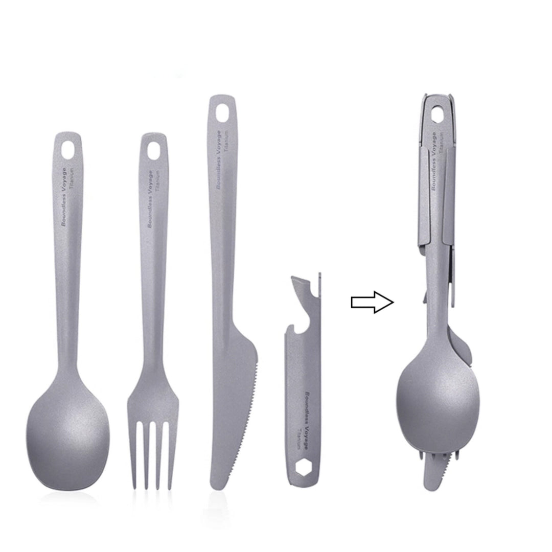 Boundless Voyage|Titanium Modular Cutlery Ultralight 4-in-1 EDC Multi-Functional Dining Gear
