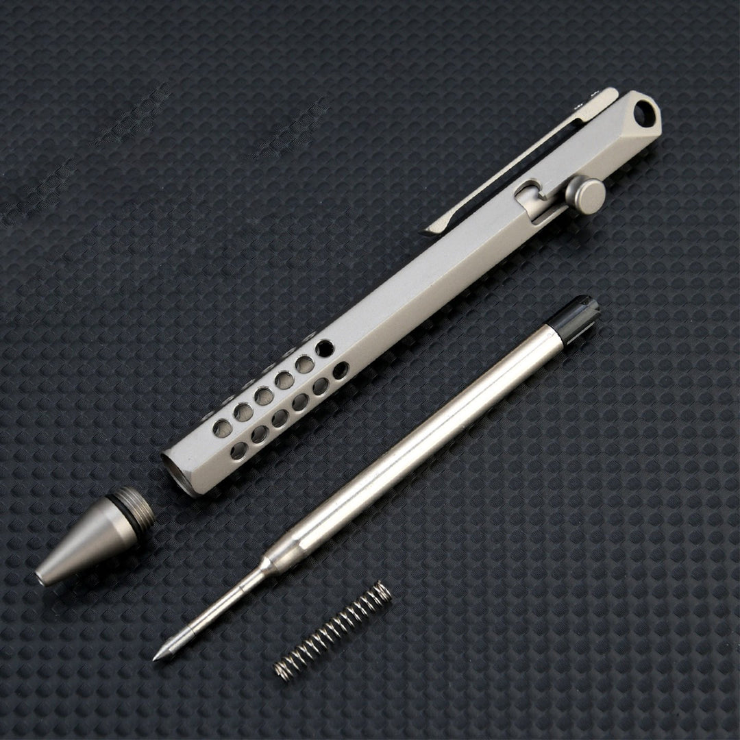 The Ink Bolt:Titanium Hex Bolt-Action Gel Pen