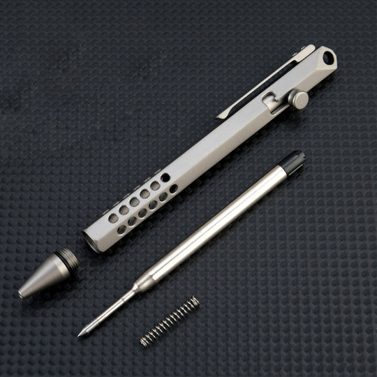 The Ink Bolt:Titanium Hex Bolt-Action Gel Pen