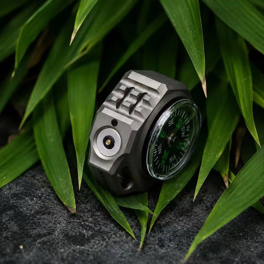 Polaris:Titanium Tri-Color EDC Flashlight with Built-In Compass