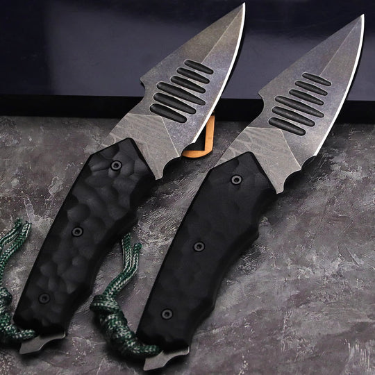The Zharvex:D2 Steel Fixed Blade Outdoor Survival EDC Knife with Sheath