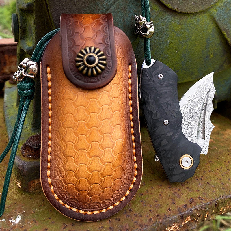 The Eclipse:Damascus Steel Folding Nightglow Pocket EDC Knife