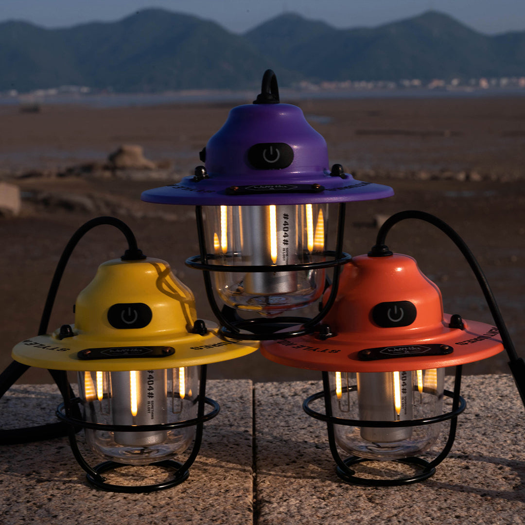PineGlow - Vintage Rechargeable Lantern With 80H Battery For Camping Ambiance.