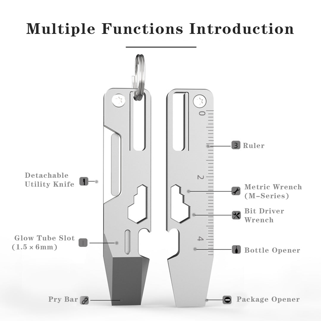 The Baton: 9-in-1 Titanium EDC Pocket Tool Keychain Folding Knife