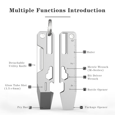 The Baton: 9-in-1 Titanium EDC Pocket Tool Keychain Folding Knife