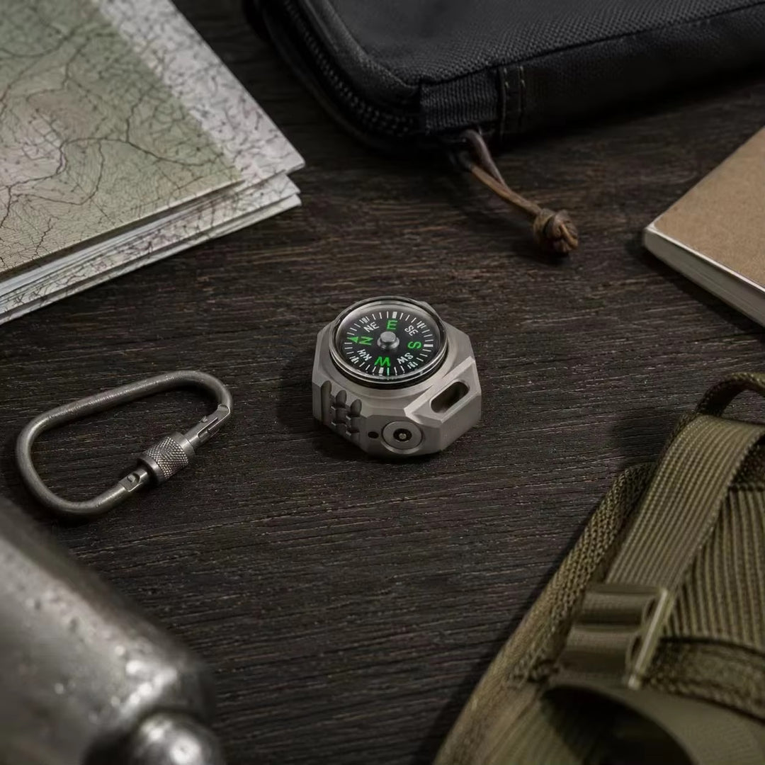 Polaris:Titanium Tri-Color EDC Flashlight with Built-In Compass