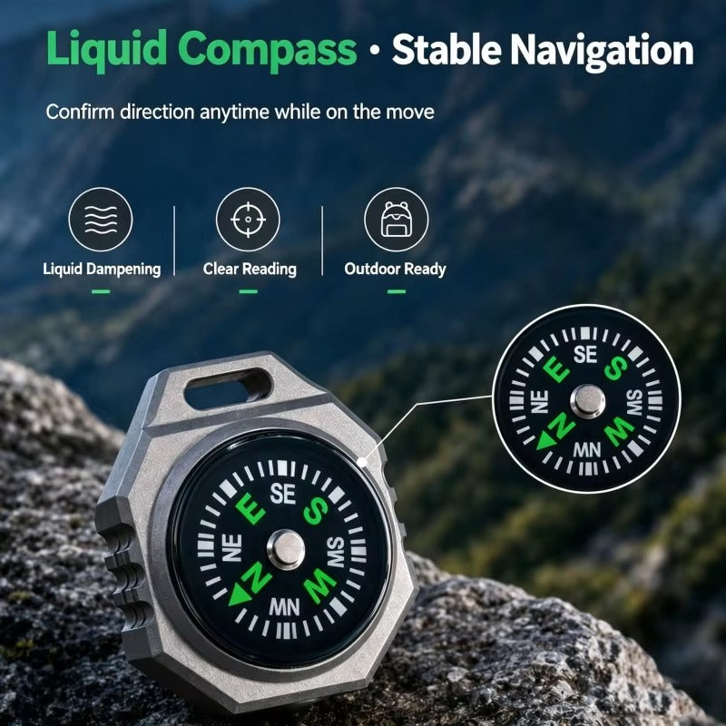 Polaris:Titanium Tri-Color EDC Flashlight with Built-In Compass