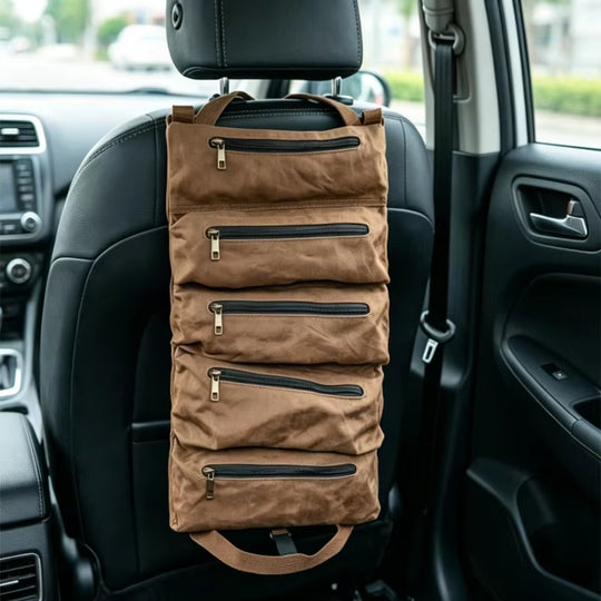 Tool Vault:Large-Capacity Waxed Canvas Tool Roll Bag